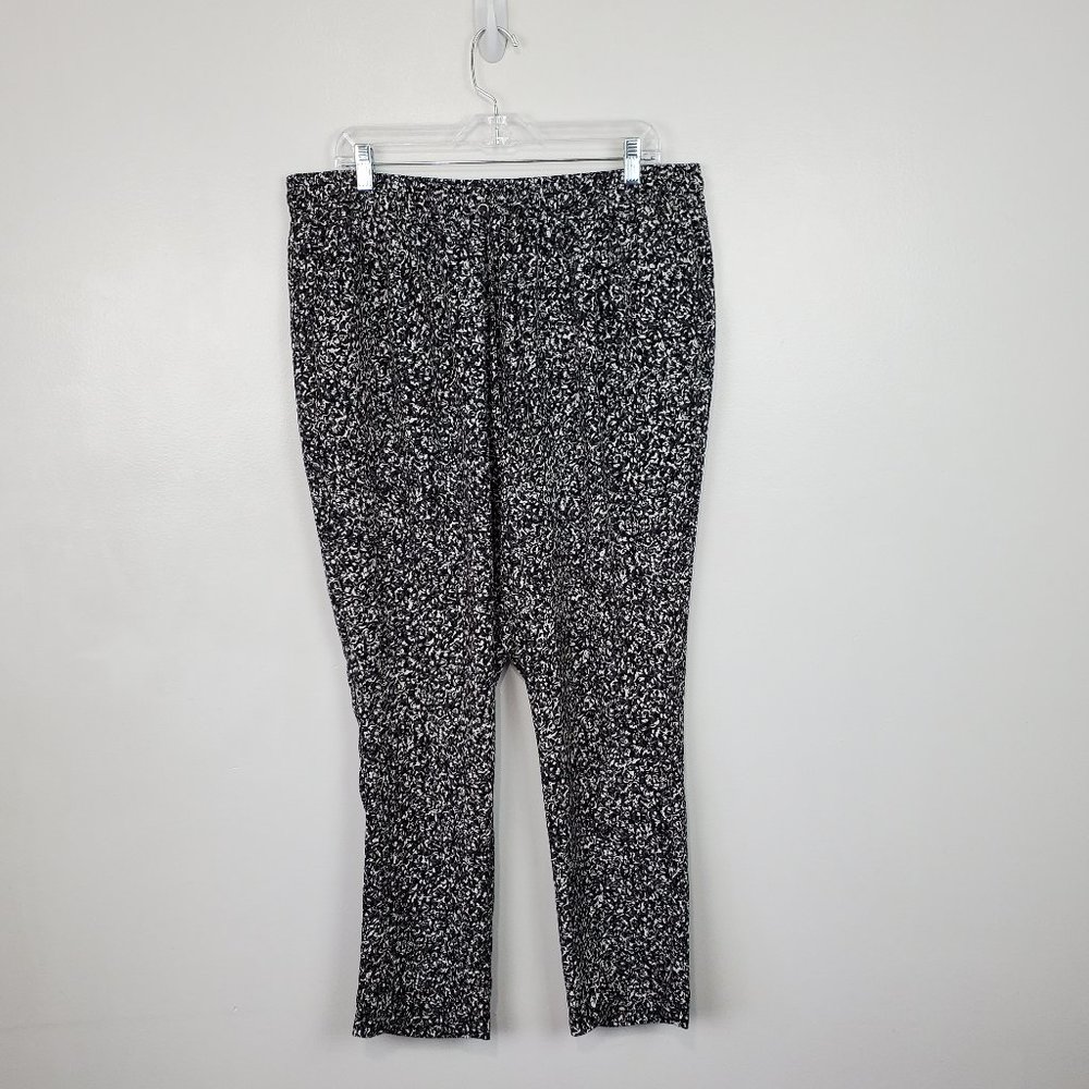 CJ Banks Black Gray White Pull-On Elastic Drawstring Pants With Pockets Size 1X